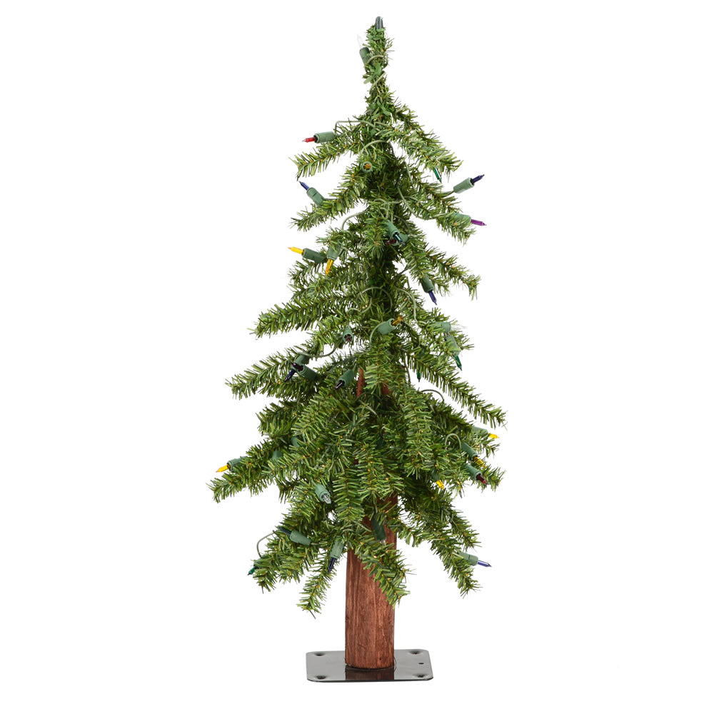 Vickerman 2' Natural Alpine Artificial Christmas Tree Multi-Colored Incandescent Lights