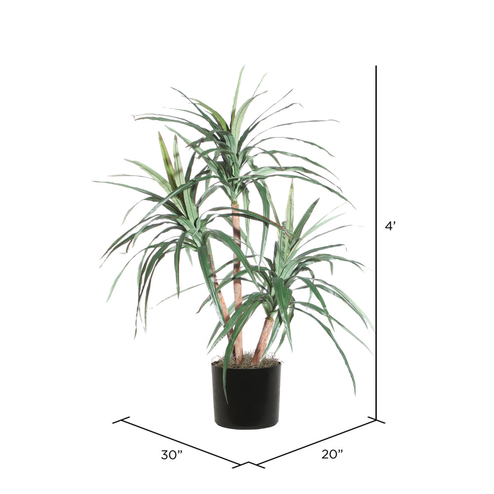 Vickerman 4' Artificial Marginata Extra Full Bush Black Plastic Pot.