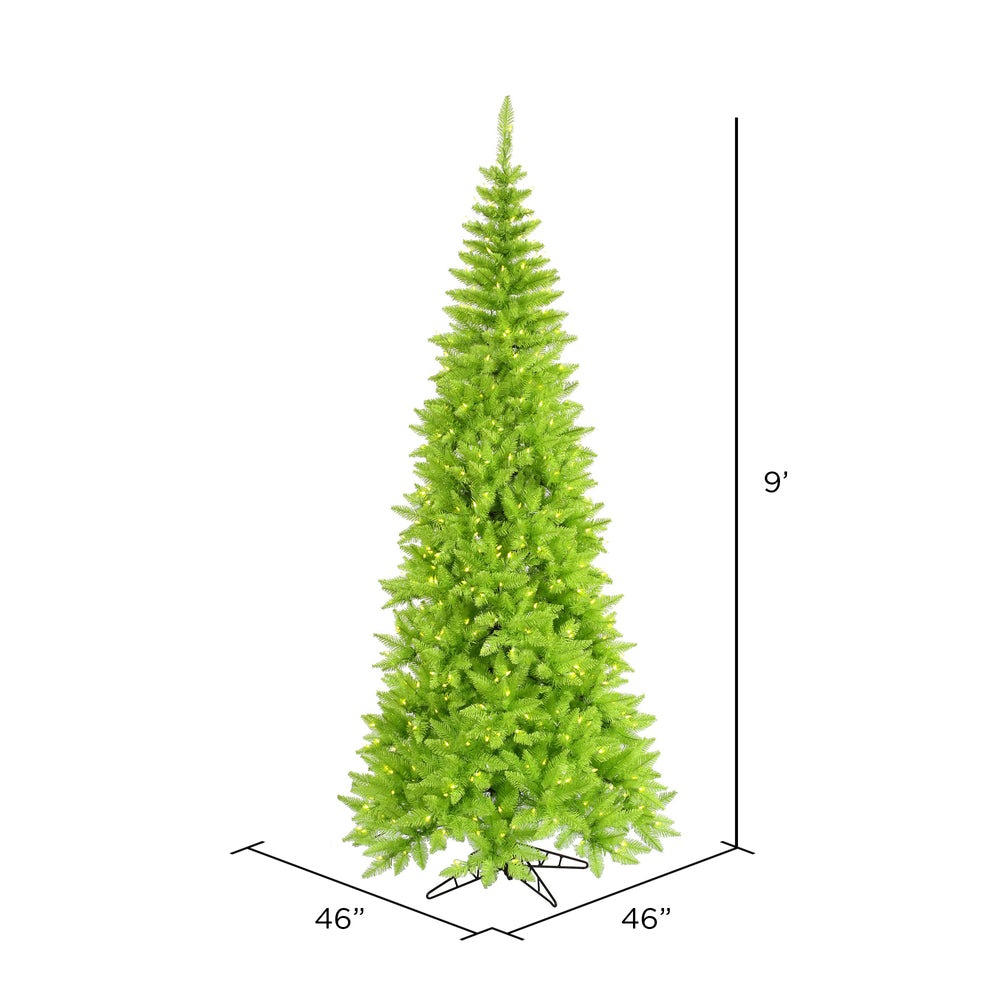 Vickerman 9' Lime Fir Slim Artificial Christmas Tree Lime Dura-lit LED Lights