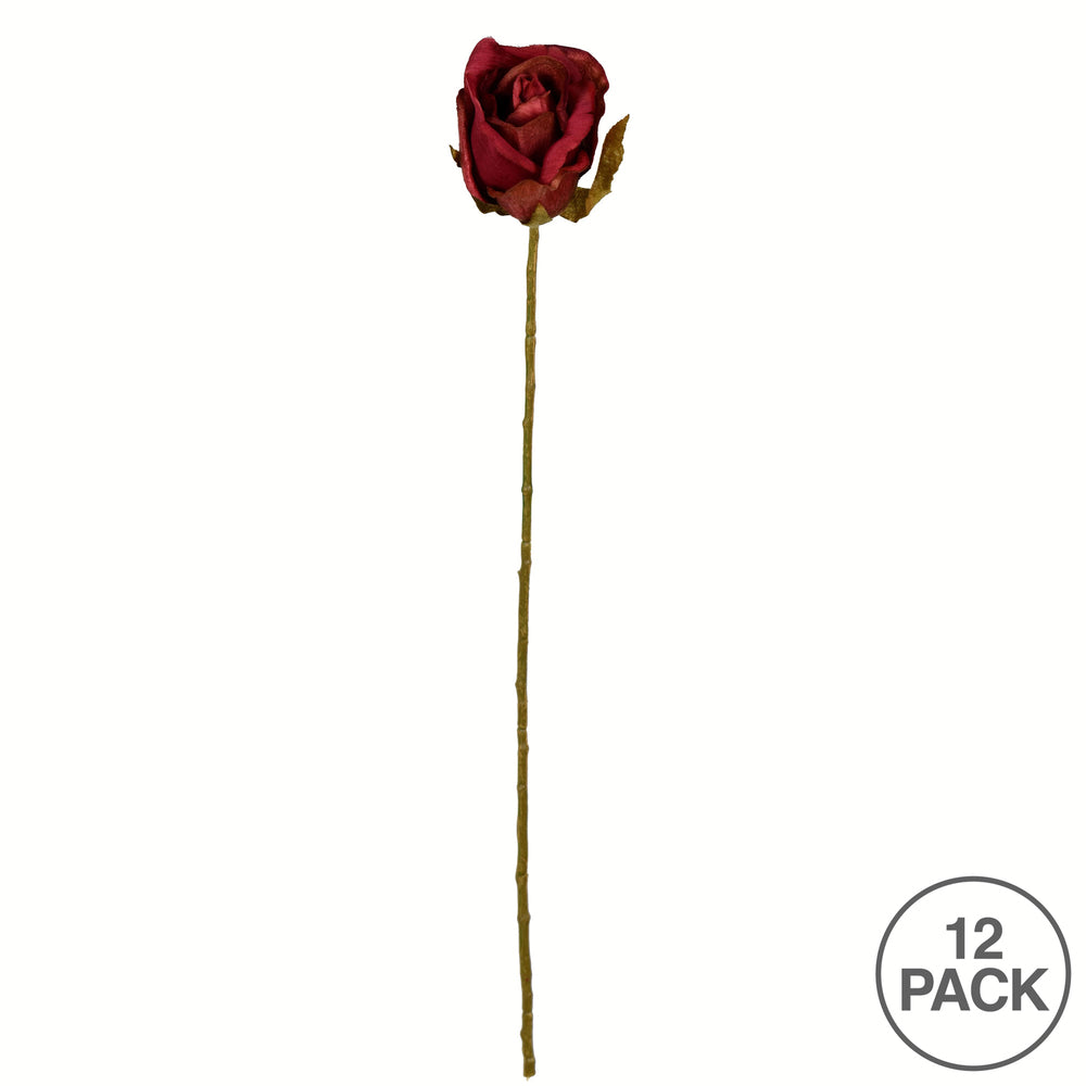 Vickerman 18" Artificial Burgundy Rose Stem 12 per Bag