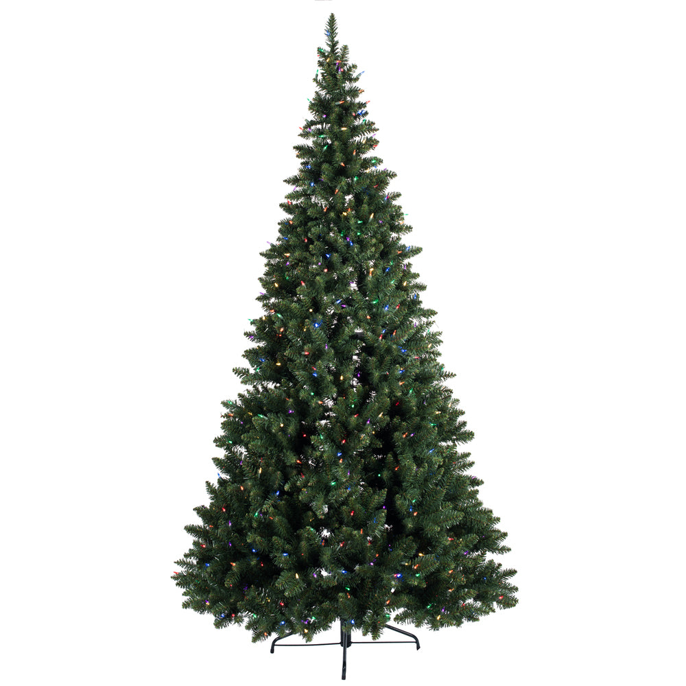 Vickerman 9' x 62" Chapel Pine Artificial Christmas Half Tree Multi-colored Dura-Lit LED lights