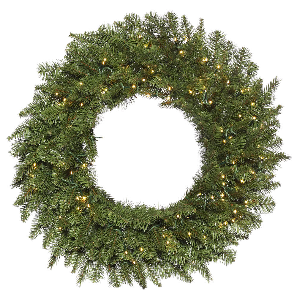 Vickerman 24" Artificial Carlsbad Fir Wreath with 245 PE/PVC Tips 150 UL Low Voltage LED Warm White Wide Angle 3mm Lights.