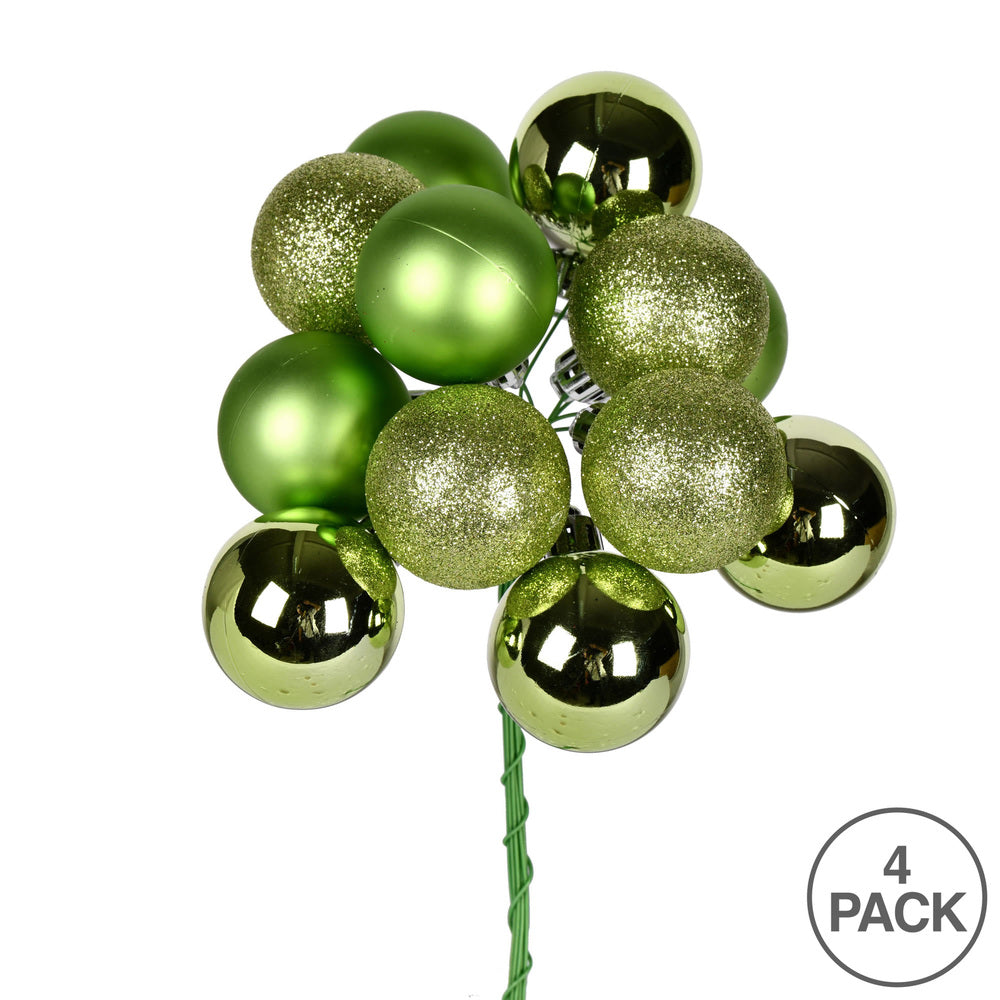 Vickerman 12" Celadon Ball Ornament Christmas Pick 4 per set