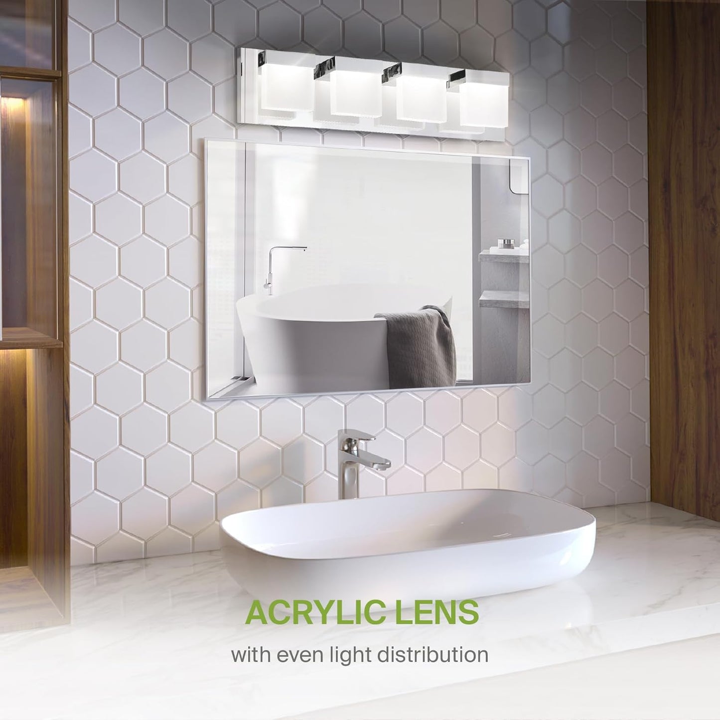 ASD Lighting LED Vanity 4-light 23W 120V Triac 3000/4000/5000K Chrome ETL