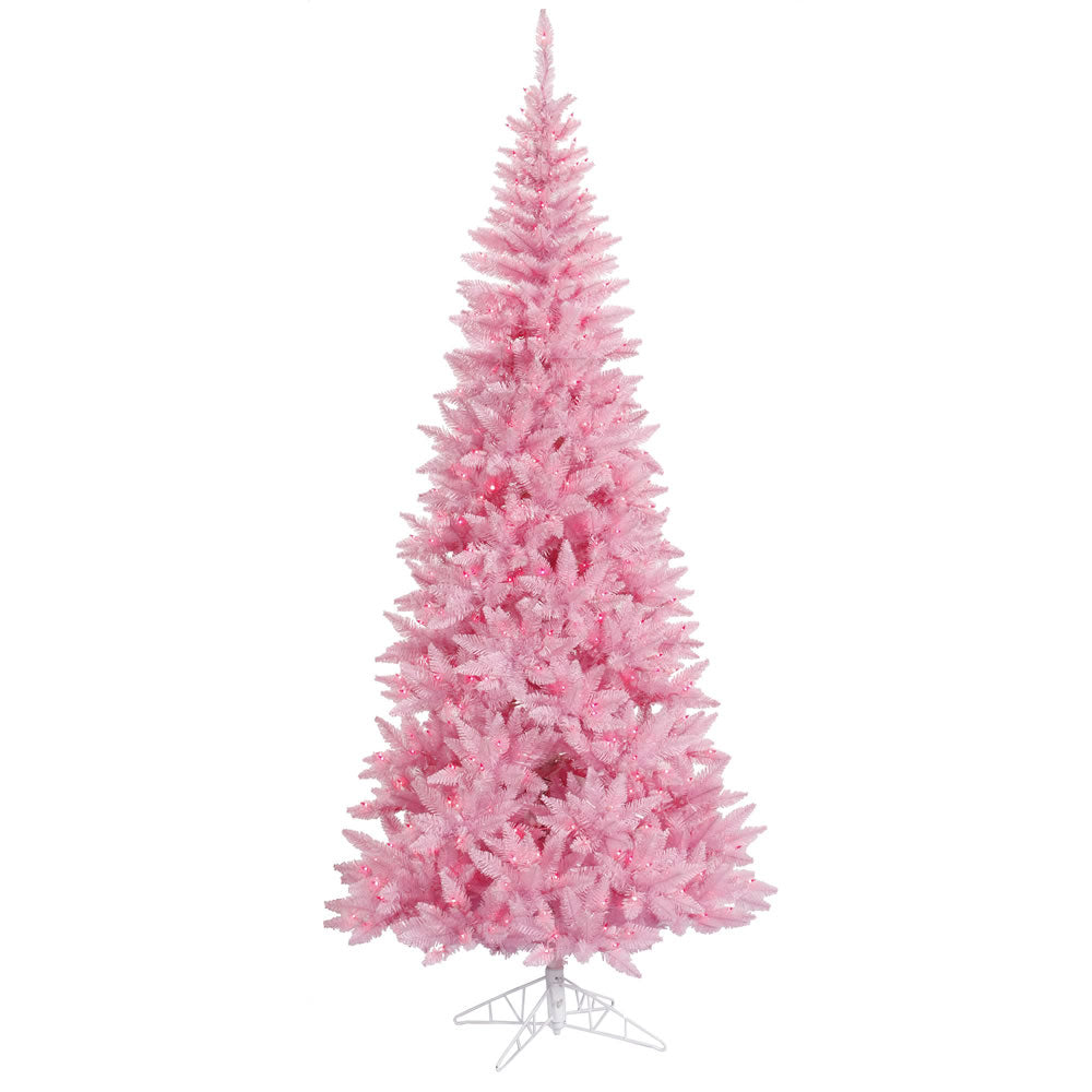 Vickerman 5.5' Pink Fir Slim Artificial Christmas Tree Pink Dura-lit LED Lights
