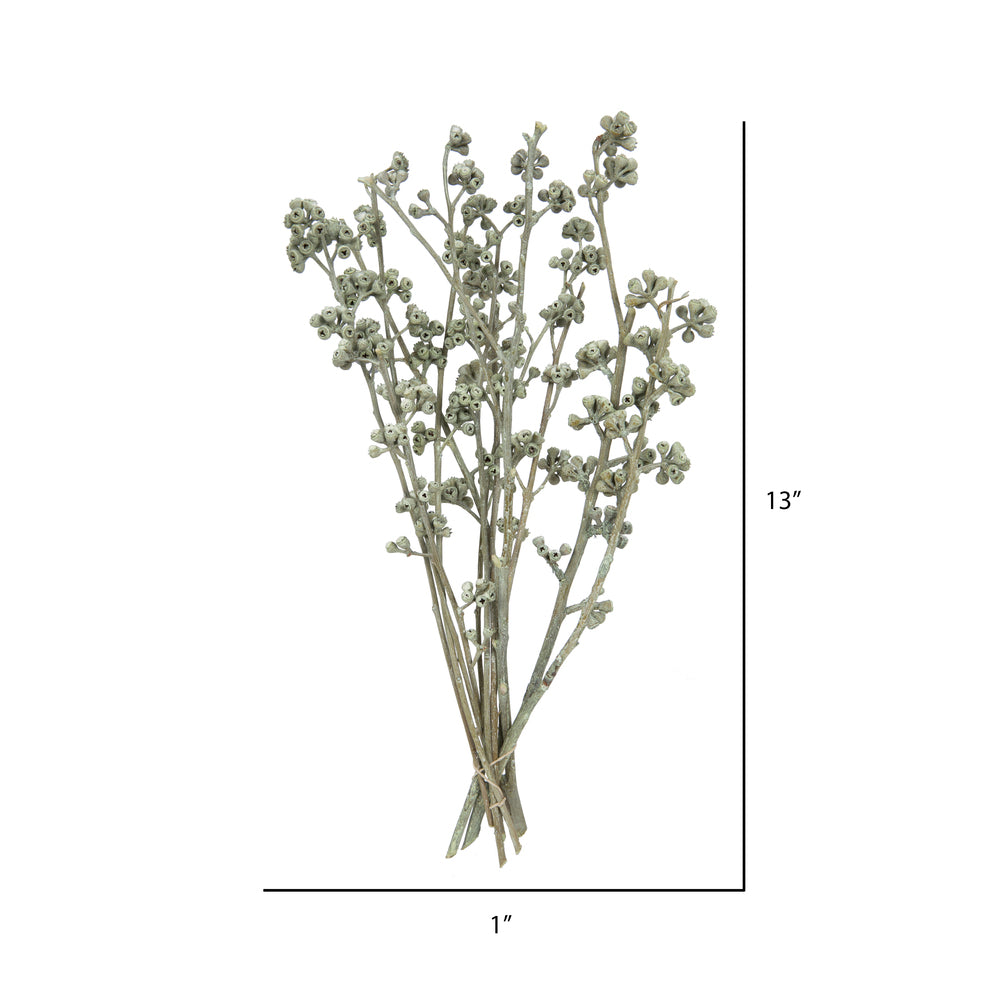 Vickerman Natural Botanicals 13" x 1-3" Red Gum Branch Green Frosted 14 stems per unit