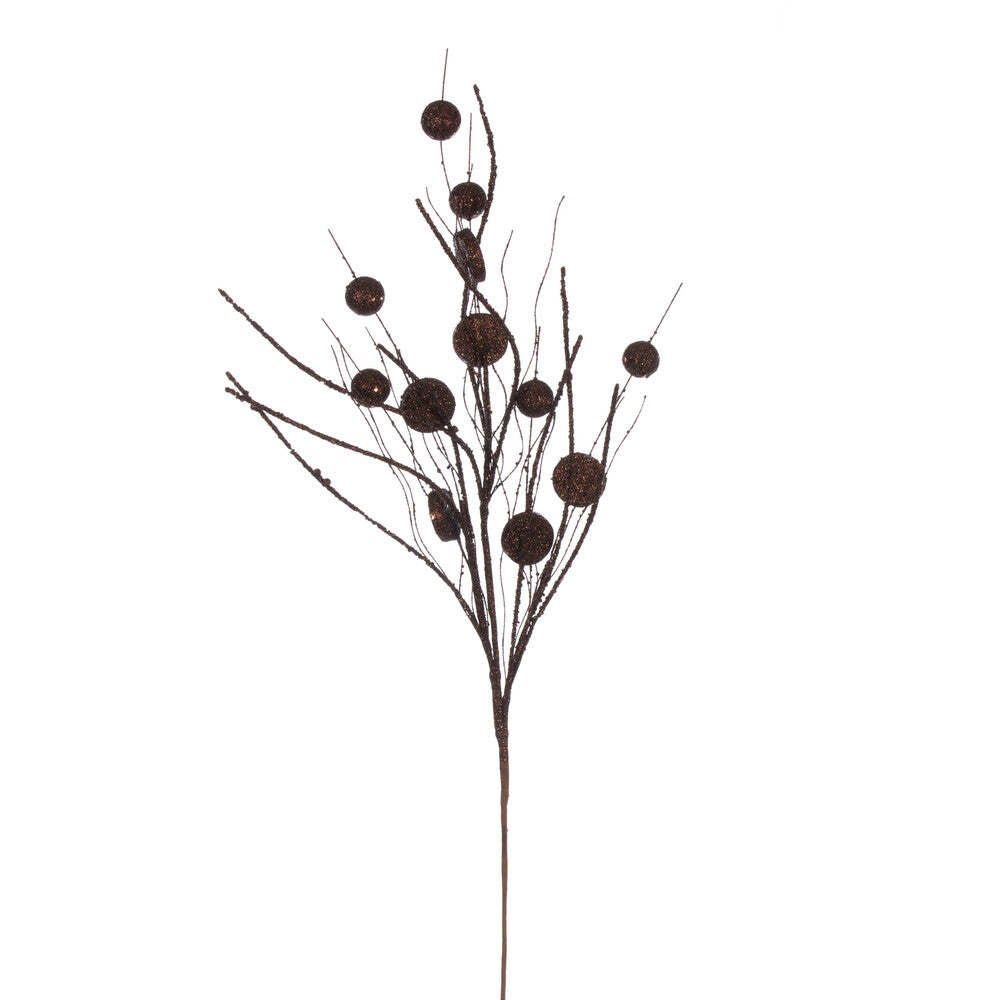 Vickerman 33" Chocolate Ball and Coin Glitter Twig Spray 6 per bag.