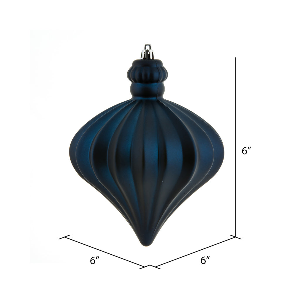 Vickerman 6" Midnight Blue Matte Onion Drop Christmas Ornament 4 per pack