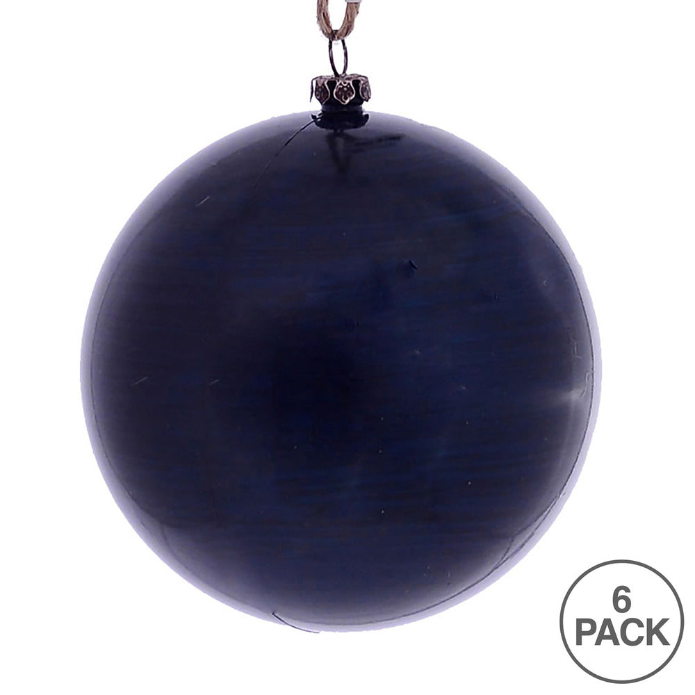 Vickerman 4" Midnight Blue Wood Grain Ball Ornament 6 per Bag