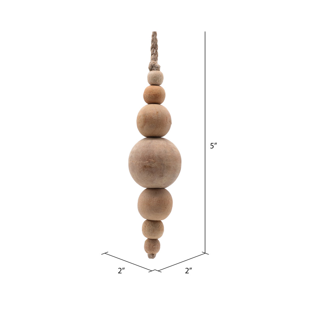 Vickerman 5" Natural Wooden Bead Ornament 2 pieces per unit.