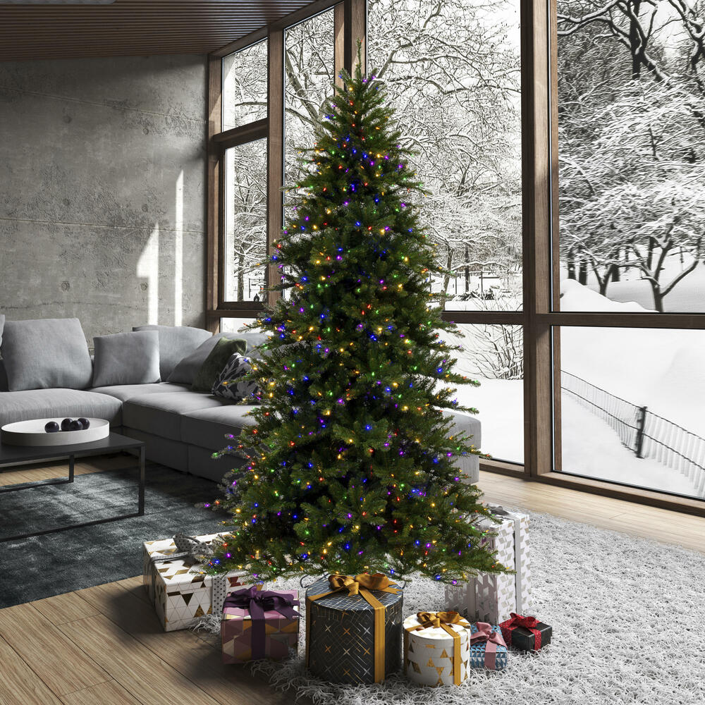 Vickerman 7.5' x 59" Bavarian Pine Artificial Pre-Lit Christmas Tree Multi-Colored Lights.