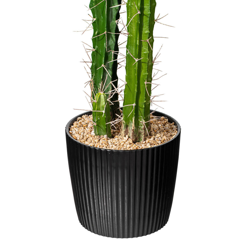 Vickerman 46" Artificial Green Cactus Black Plastic Planters Pot.