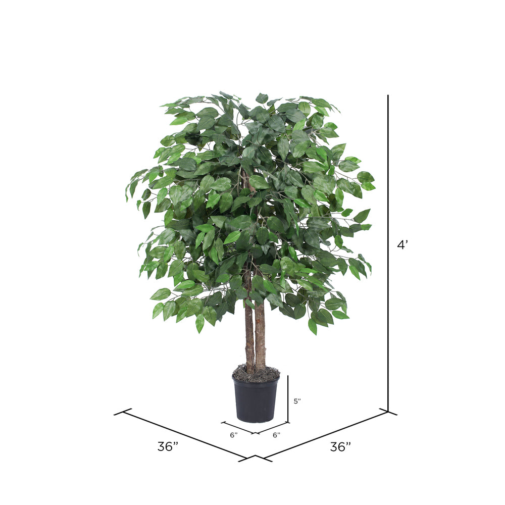 Vickerman 4' Artificial Ficus Bush Black Plastic Pot.
