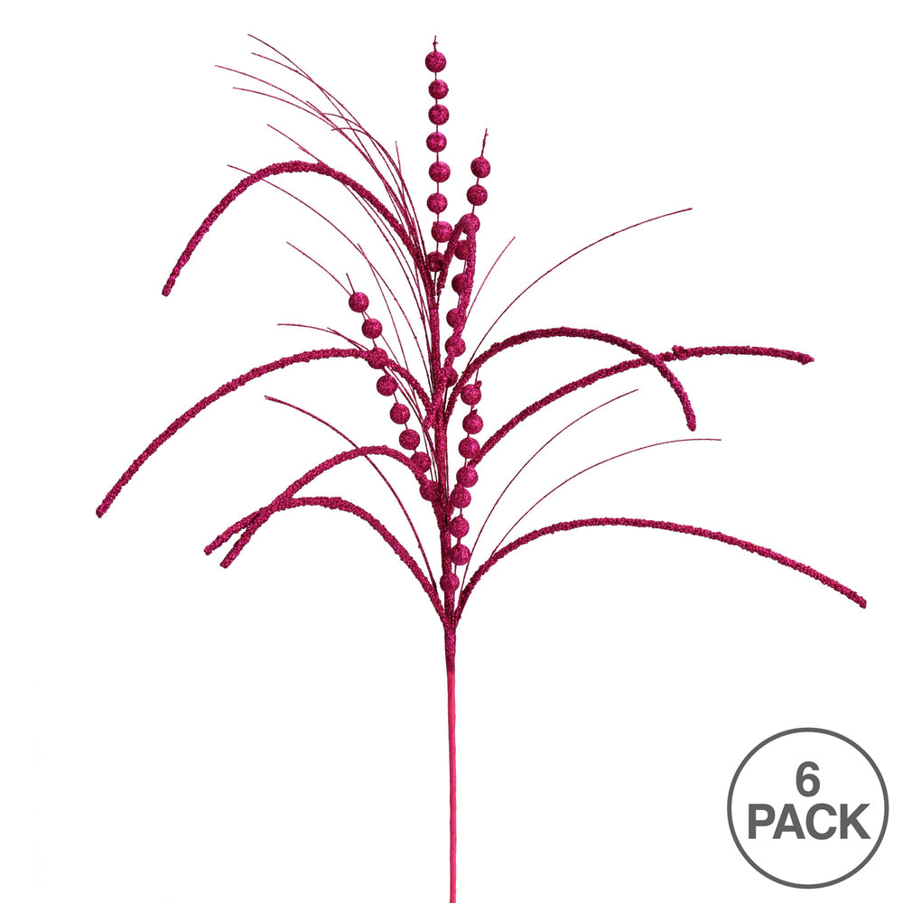 Vickerman 29" Berry Red Glitter Harvest Artificial Christmas Spray. Includes 6 sprays per pack.