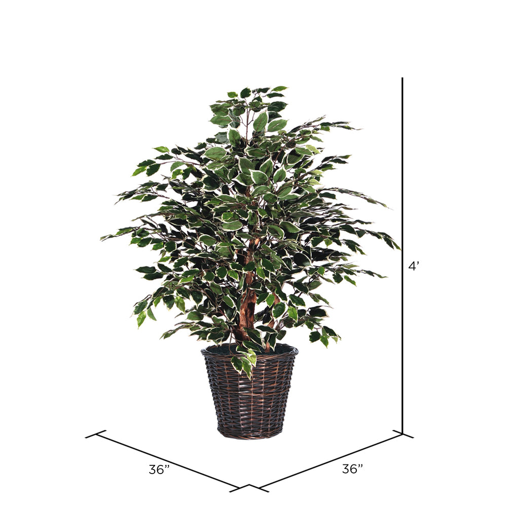 Vickerman 4' Artificial Variegated Extra Full Bush Rattan Basket