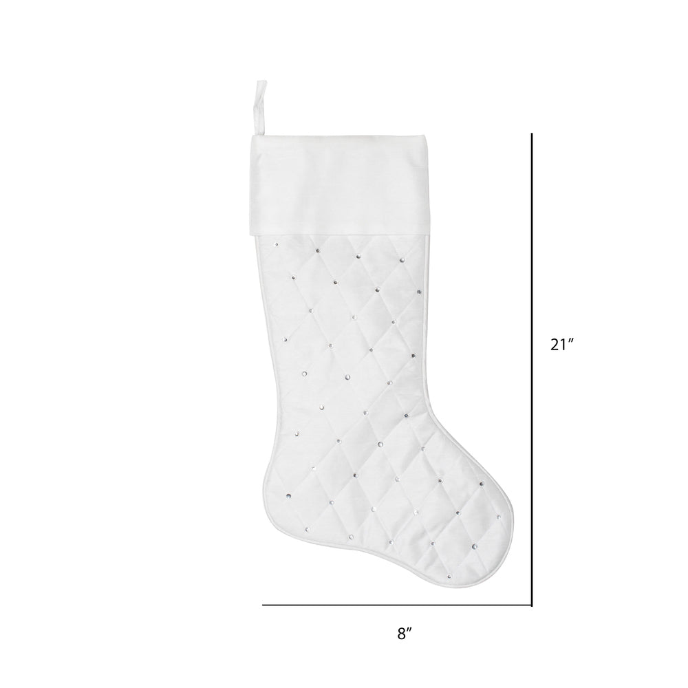 Vickerman 21" Ivory Quilt Stitch Jewel Christmas Stocking