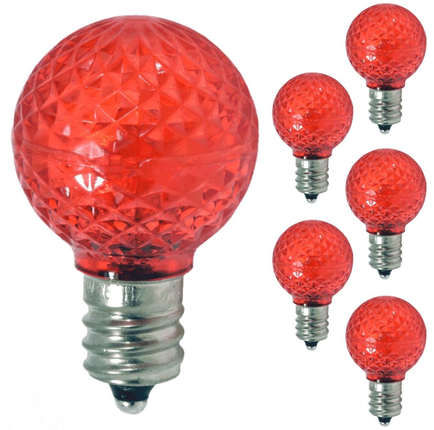 Damar- G9 LED Bulb Crystal Transparent Red Dimmable 0.96W E12 Candelabra Base 100-130V Pack of 6- Small Faceted Globe Mood Colored Lighting for Party Christmas Home Decoration