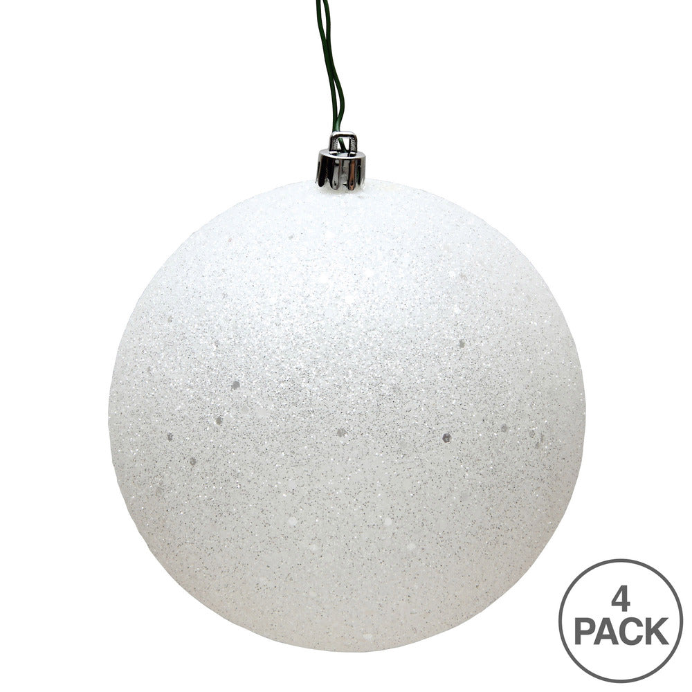 Vickerman 4.75" White Sequin Ball Ornament 4 per Bag