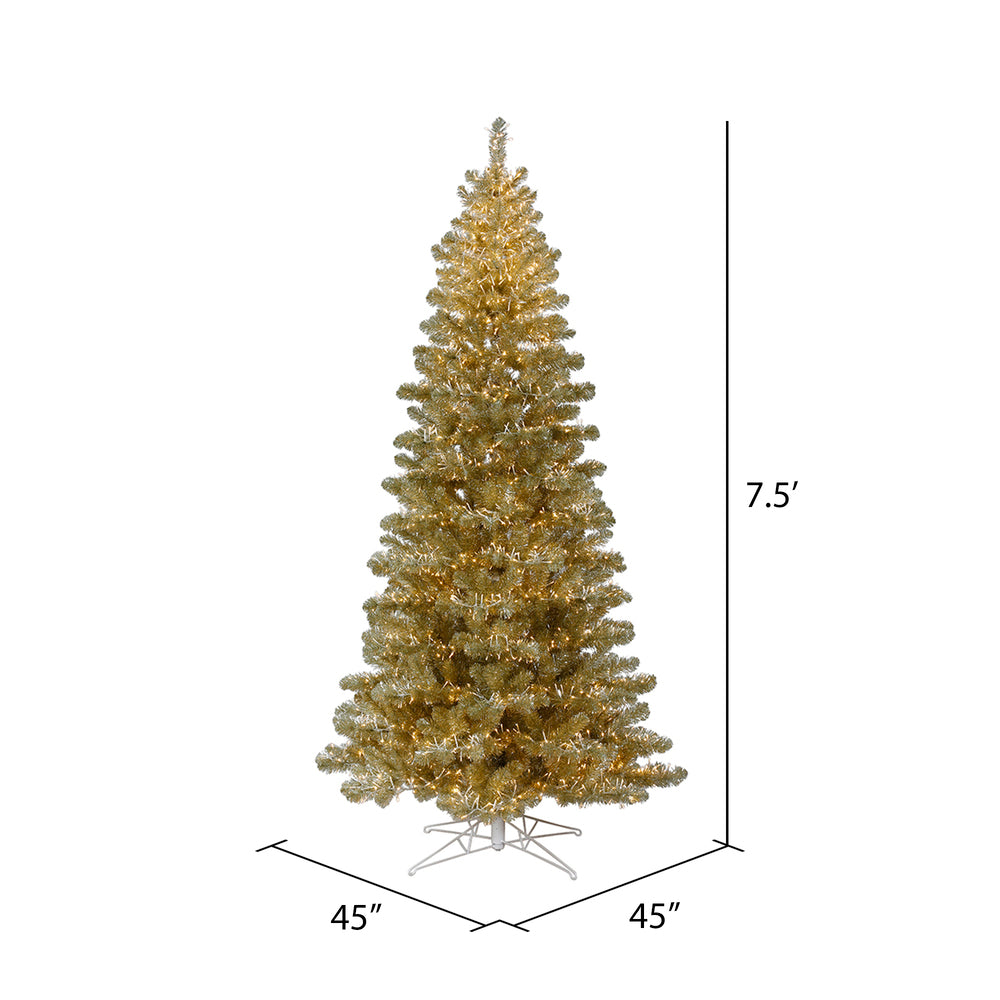 Vickerman 7.5' x 45" Champagne Artificial Christmas Tree Warm White 8 function 3MM LED Lights