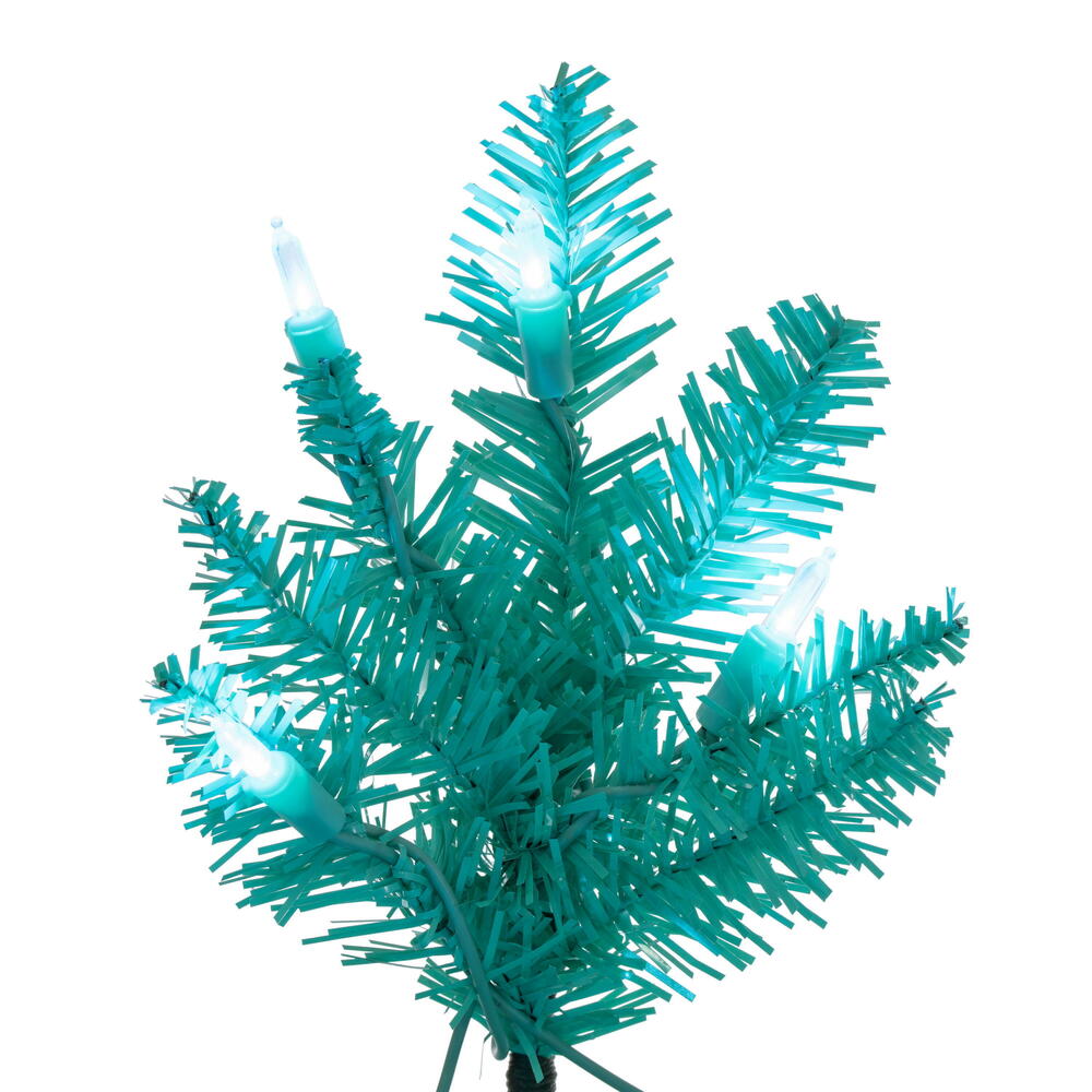 Vickerman 2' x 20" Aqua Tinsel Christmas Tree with 50 Aqua LED Lights.