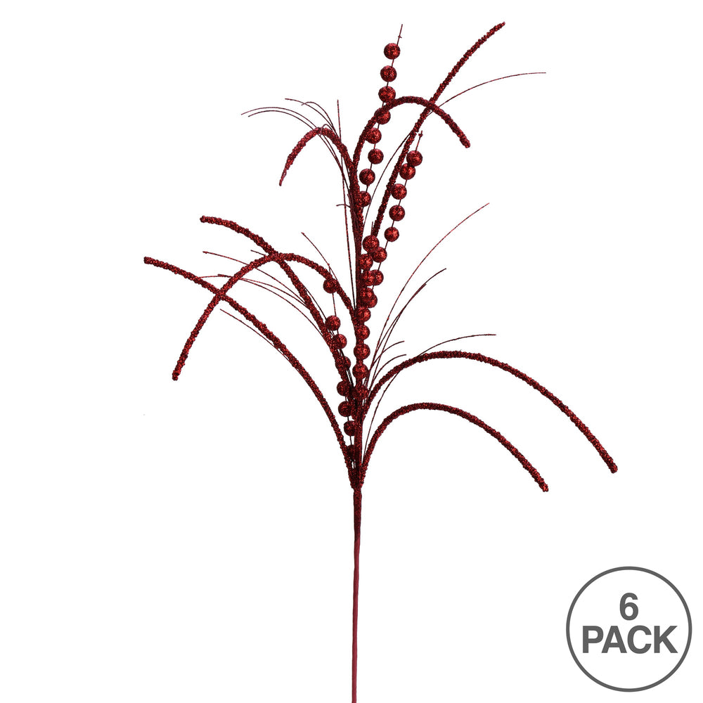 Vickerman 29" Burgundy Glitter Harvest Artificial Christmas Spray. Includes 6 sprays per pack.