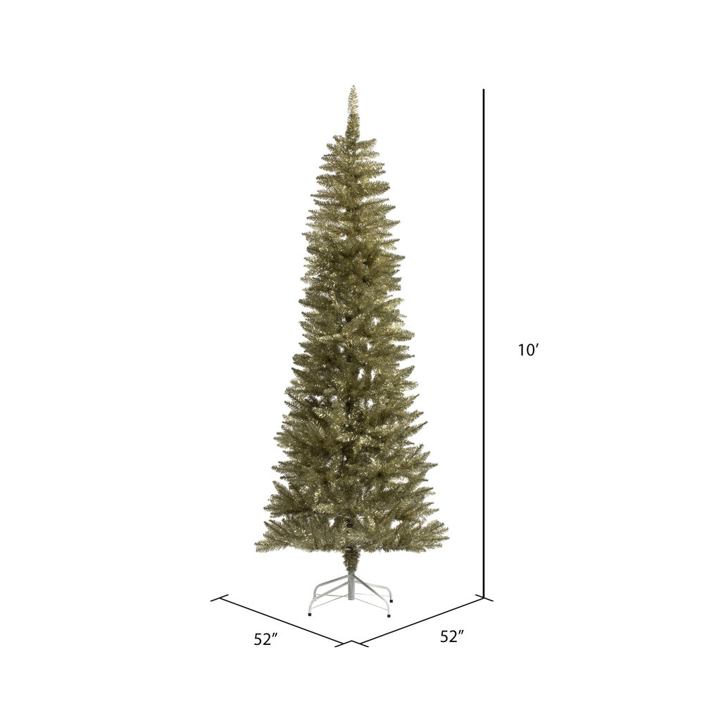 Vickerman 10' x 52" Champagne Pencil Artificial Christmas Tree Unlit