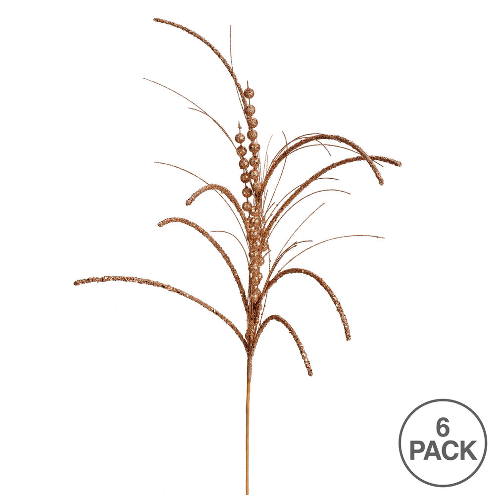 Vickerman 29" Rose Gold Glitter Harvest Artificial Christmas Spray. Includes 6 sprays per pack.