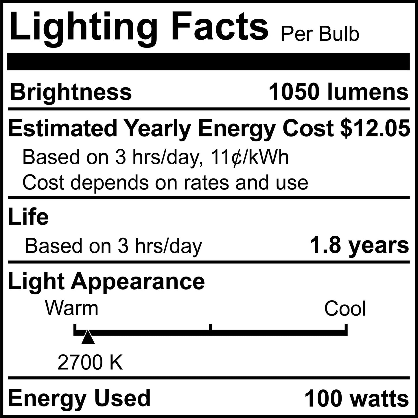 BULBRITE INCANDESCENT A21 MEDIUM SCREW (E26) 100W DIMMABLE LIGHT BULB 2700K/WARM WHITE 8PK (717100)