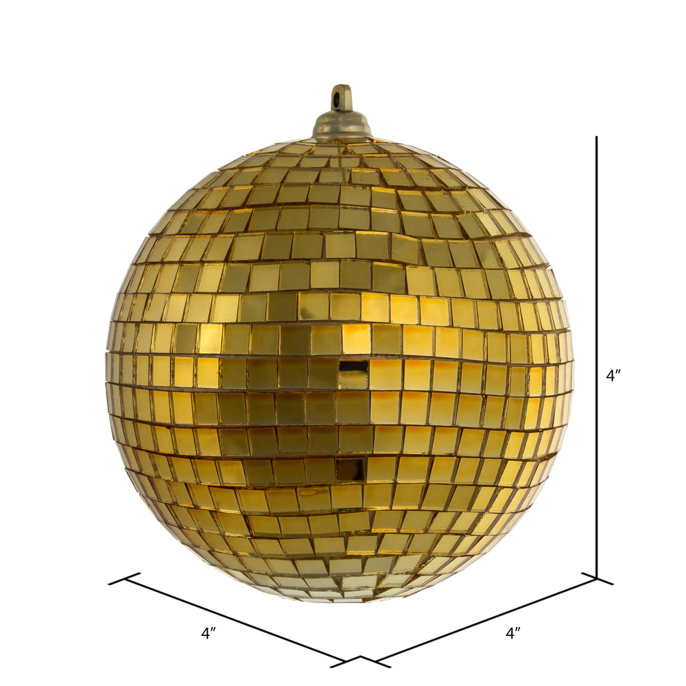 Vickerman 4" Gold Mirror Ball Ornament 6 per Bag