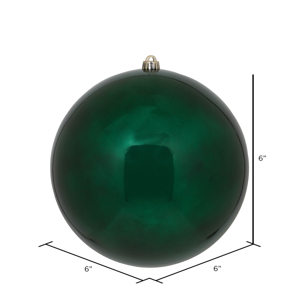 Vickerman 6" Midnight Green Shiny Ball Ornament 4 per Bag