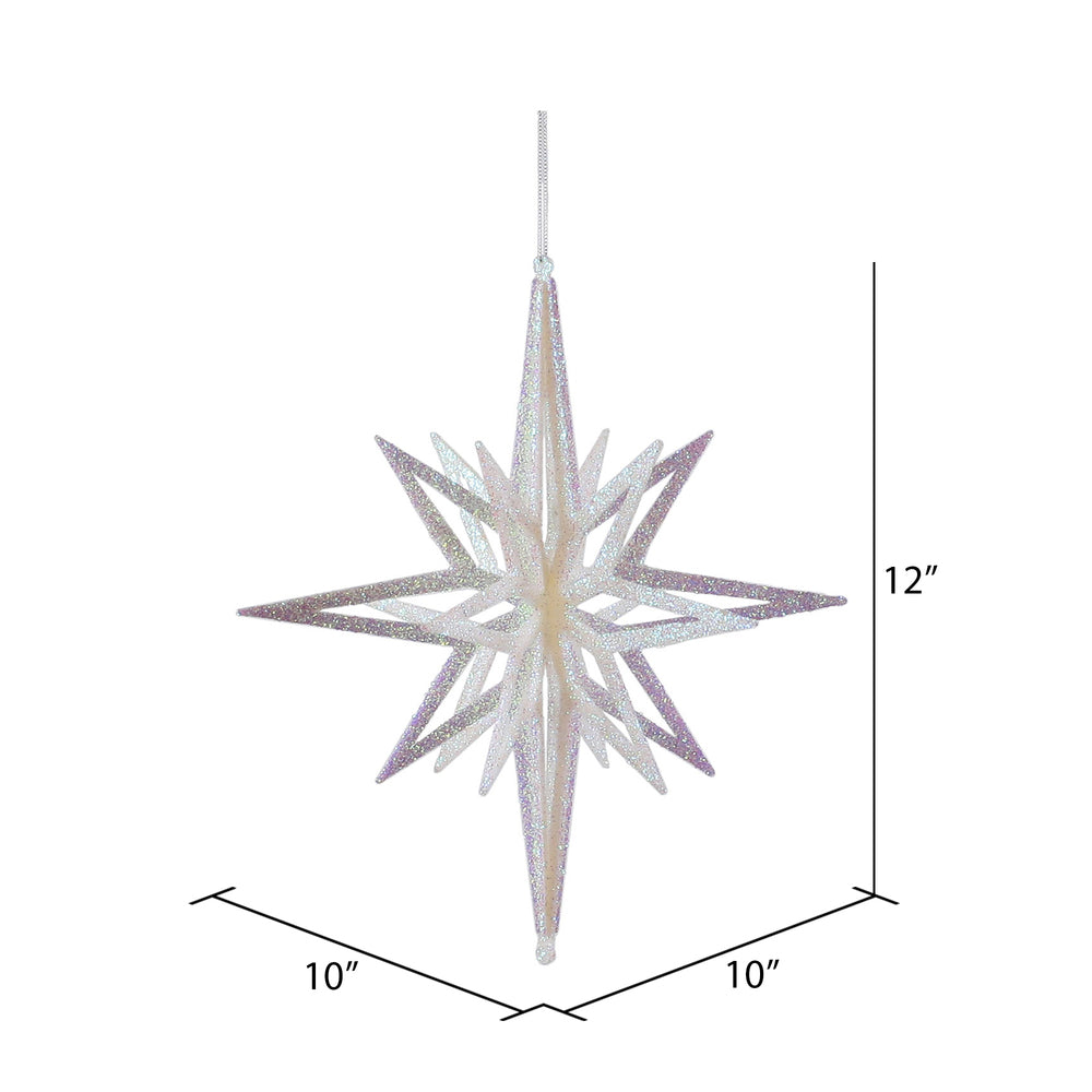 Vickerman 12" White Iridescent Star Christmas Ornament