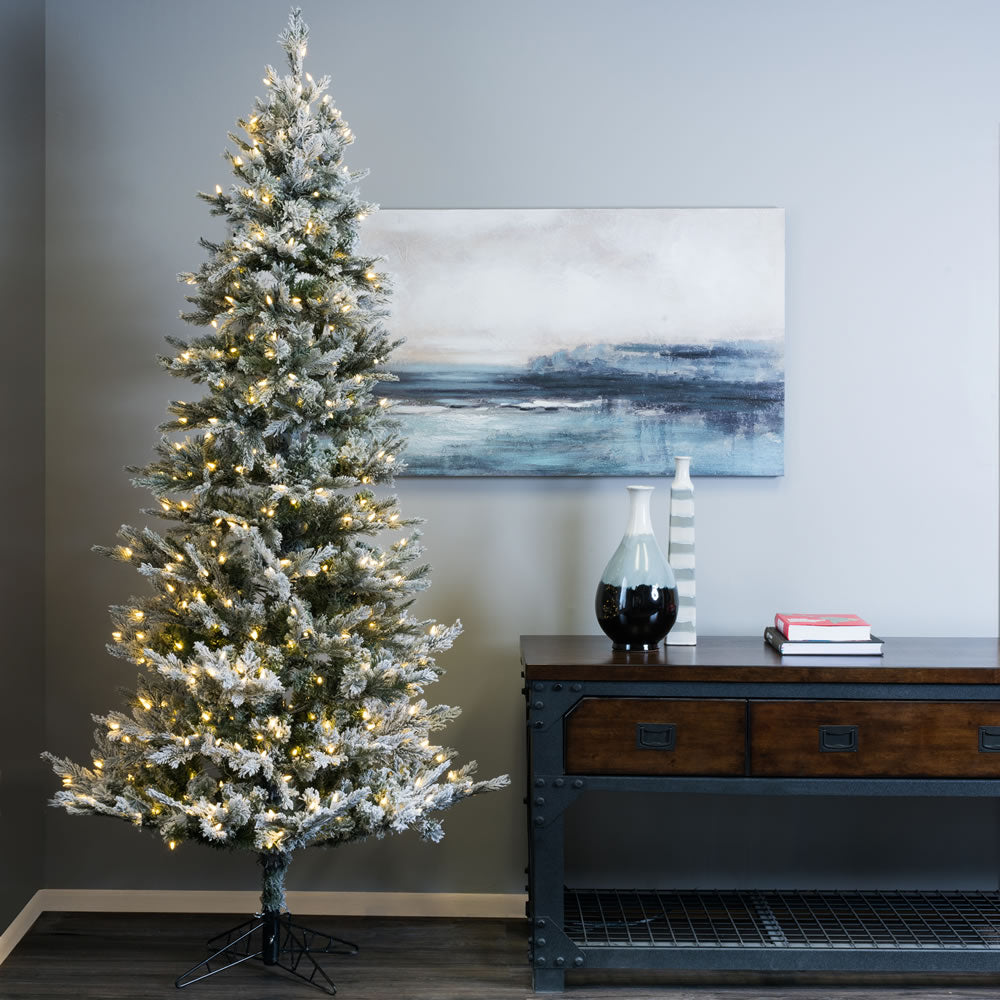 Vickerman 6.5' x 39" Flocked Kiana Artificial Christmas Tree Dura-Lit® LED Warm White Mini Lights