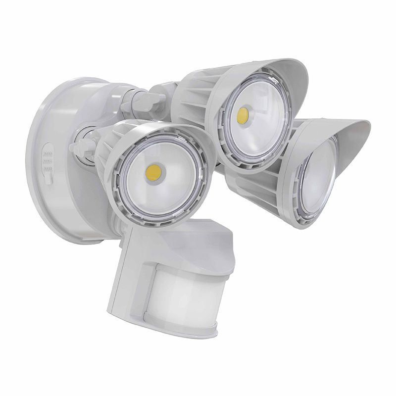 Westgate 30W 3Cct 30/40/50K White 3-Heads Security Light - With Motion Sensor, Outdoor Lighting, 30W, 2800 Lumens, 3000K/4000K/5000K, White Finish