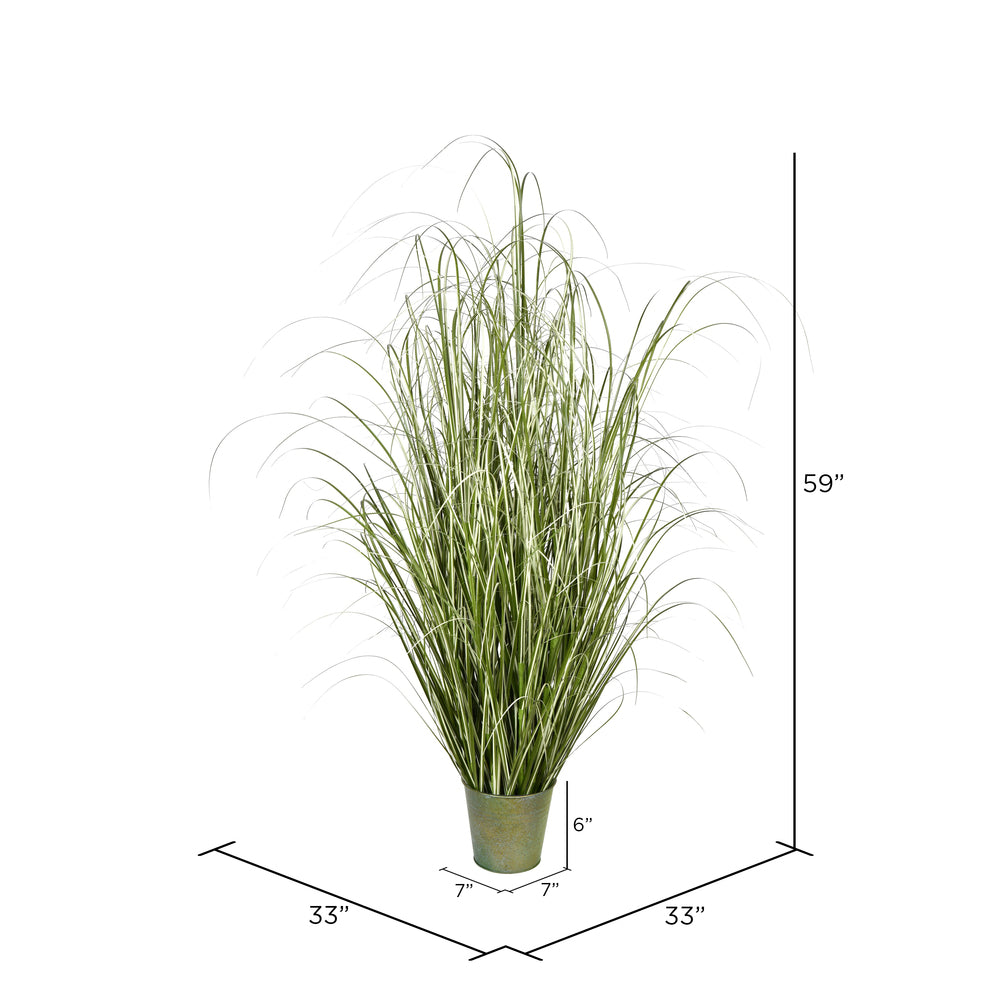 Vickerman 59" Artificial Potted Native Green Grass.