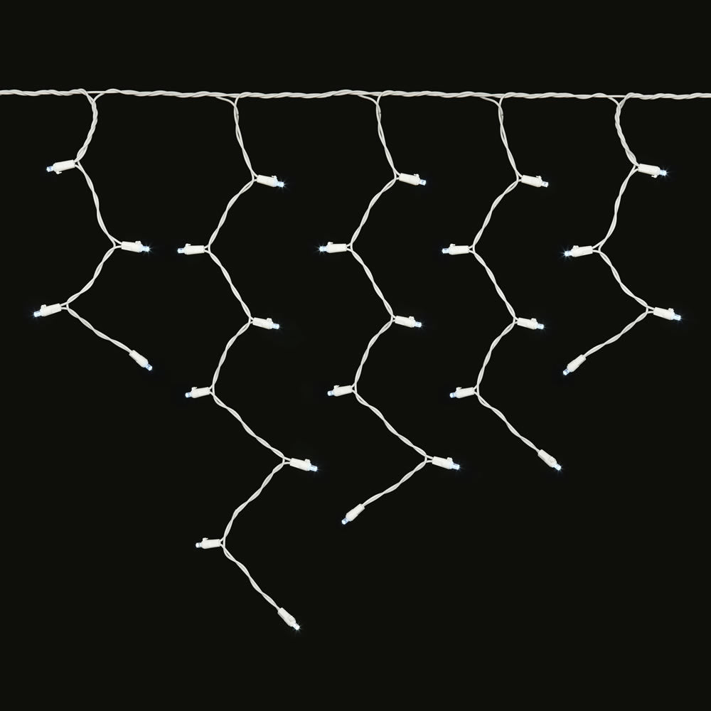 Vickerman 70 Cool White Wide Angle LED Icicle Light on White Wire 9' Light Strand.