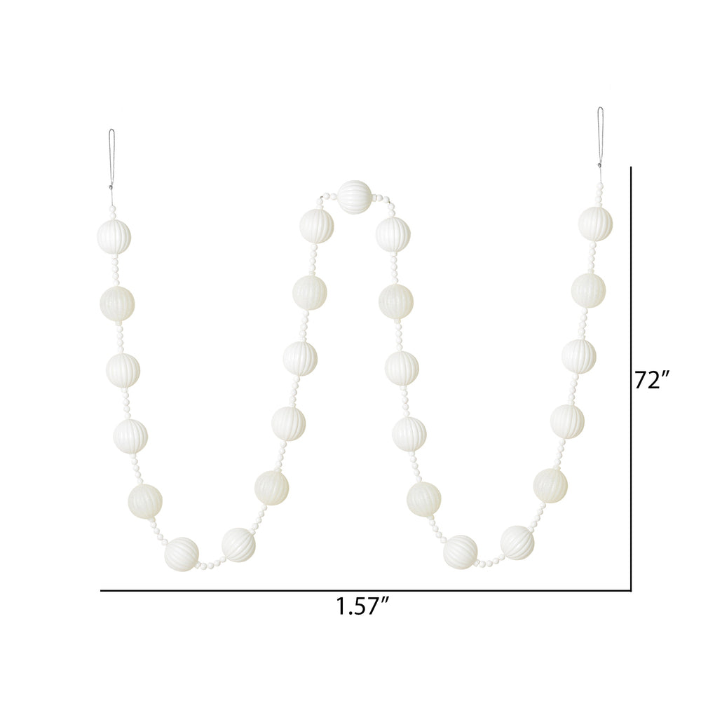 Vickerman 6' White Stripe Ball Ornament Christmas Garland