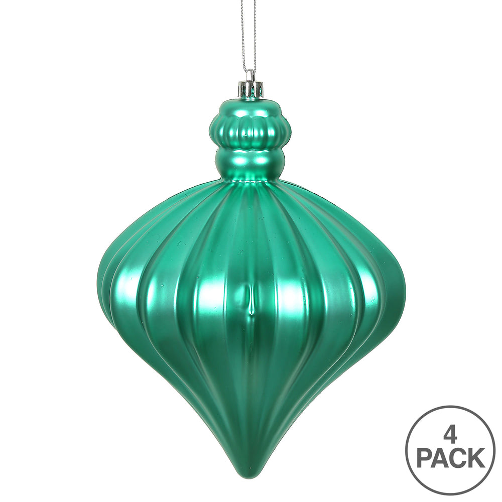 Vickerman 6" Teal Matte Onion Drop Christmas Ornament 4 per pack