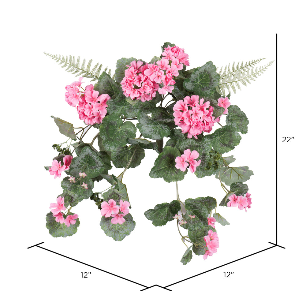 Vickerman 22" Artificial Coral Hanging Geranium Bush