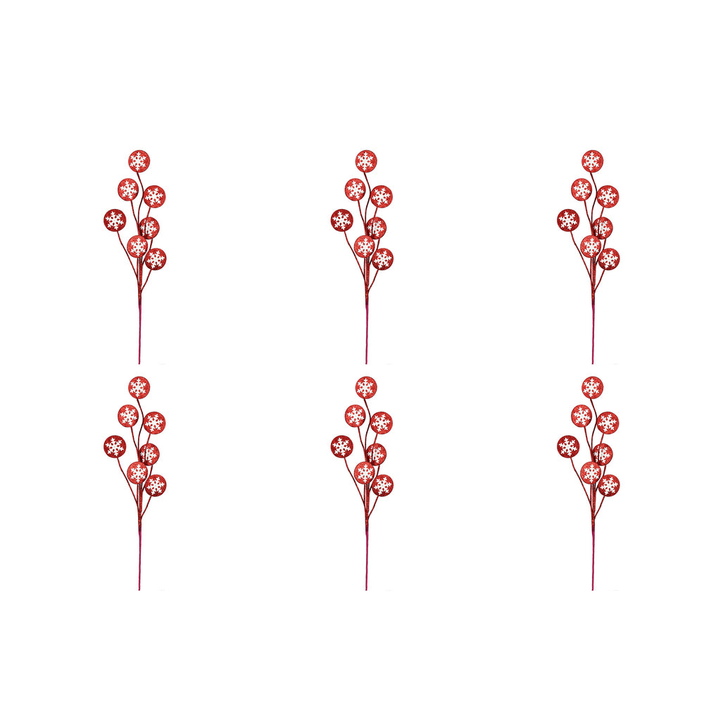 Vickerman Red/White Snowflake Artificial Christmas Spray. Includes 6 sprays per pack.