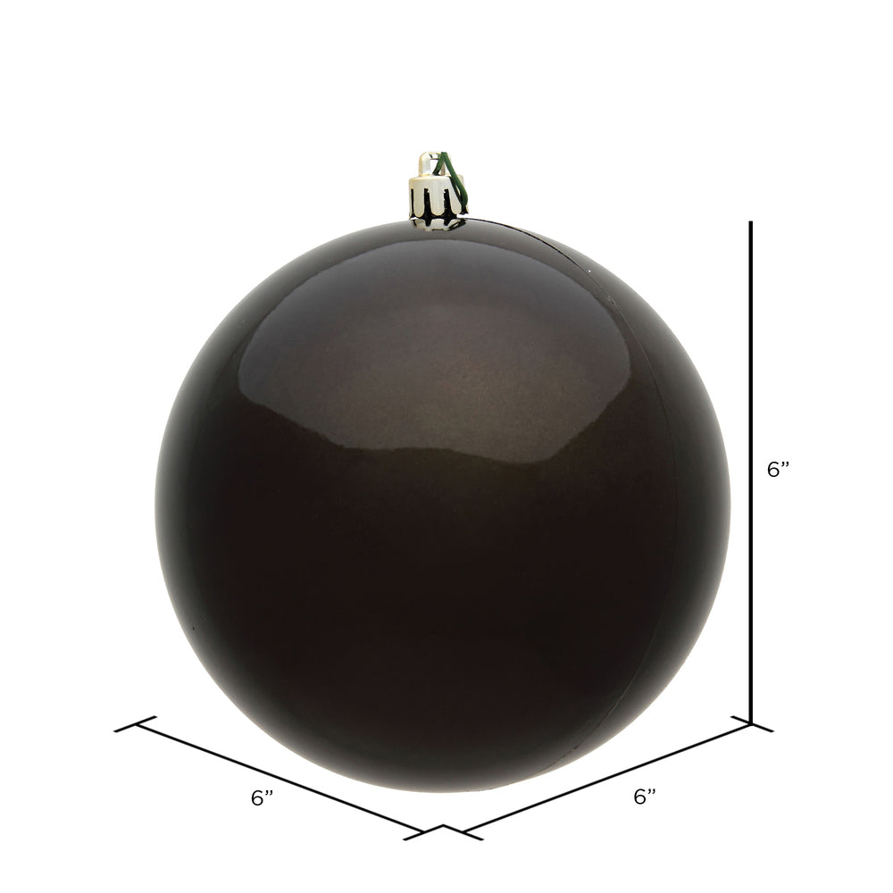 Vickerman 6" Gunmetal Shiny Ball Ornament 4 per Bag