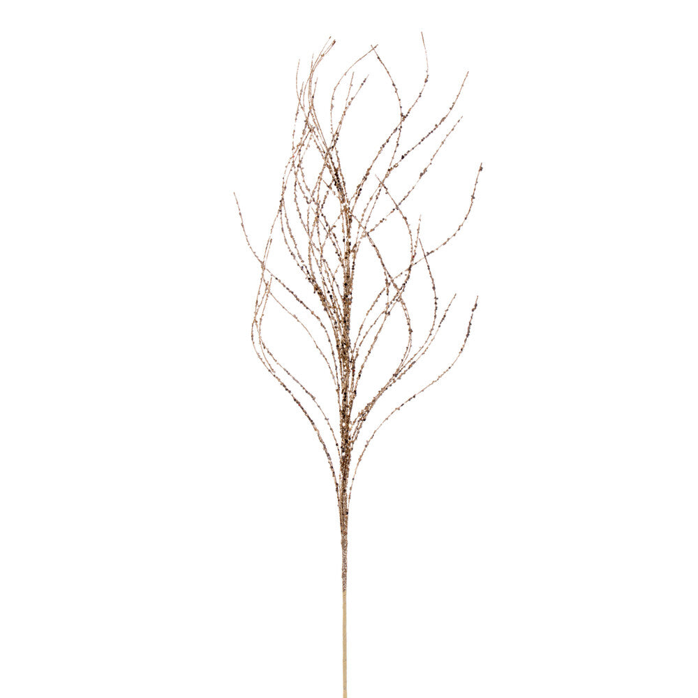 Vickerman 37" Champagne Wavy Twig Glitter Spray 6 per bag.