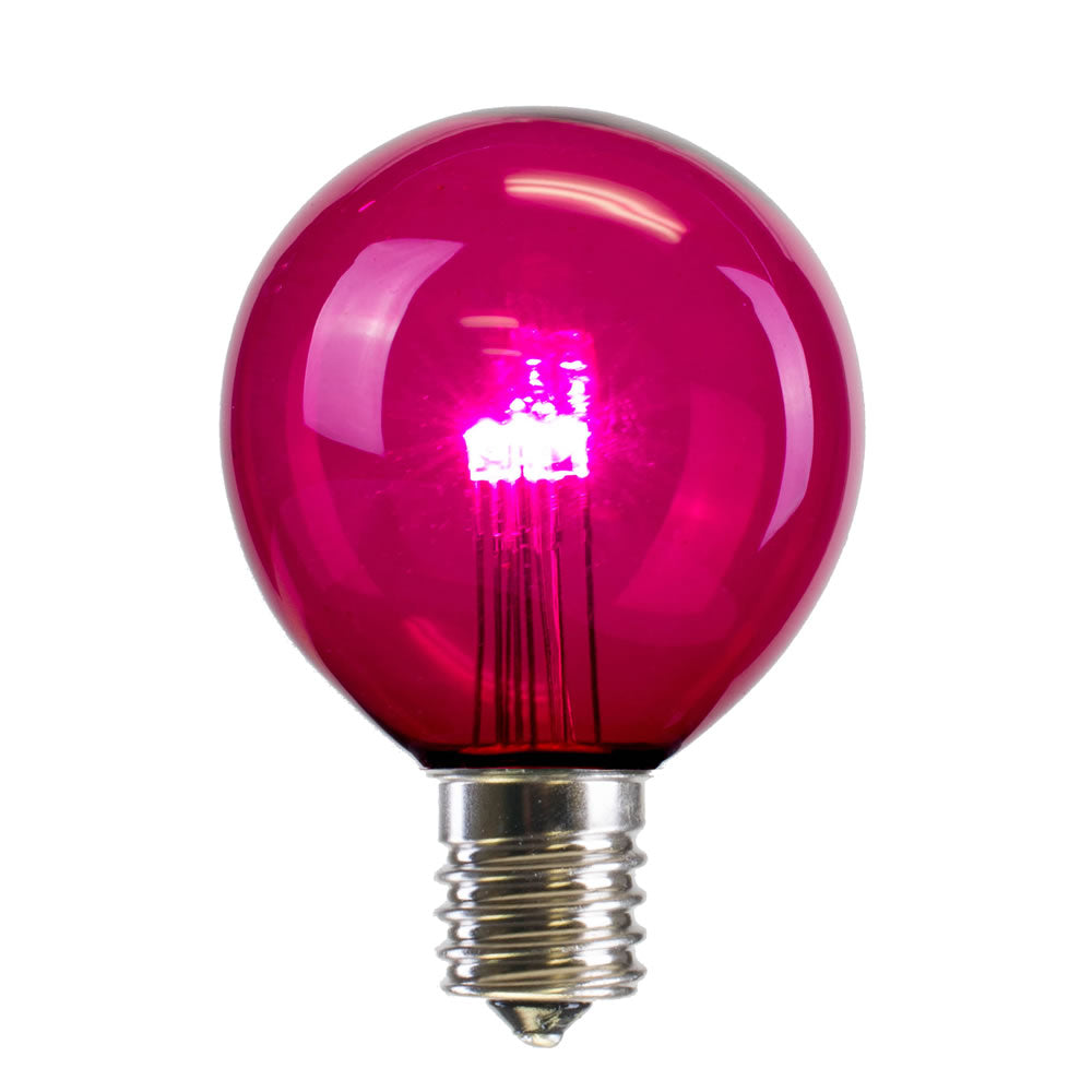 Vickerman G50 Pink Transparent Glass LED Replacement Bulb