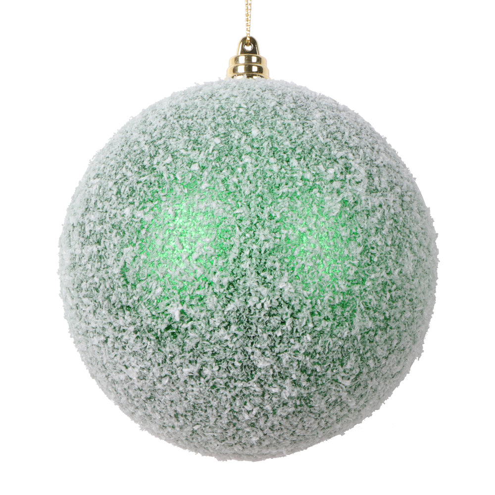 Vickerman 4.75" Green Matte Snow Covered Ornament 4 per bag.