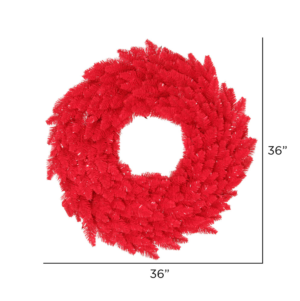 Vickerman 36" Red Fir Artificial Christmas Wreath Red Dura-Lit LED lights.