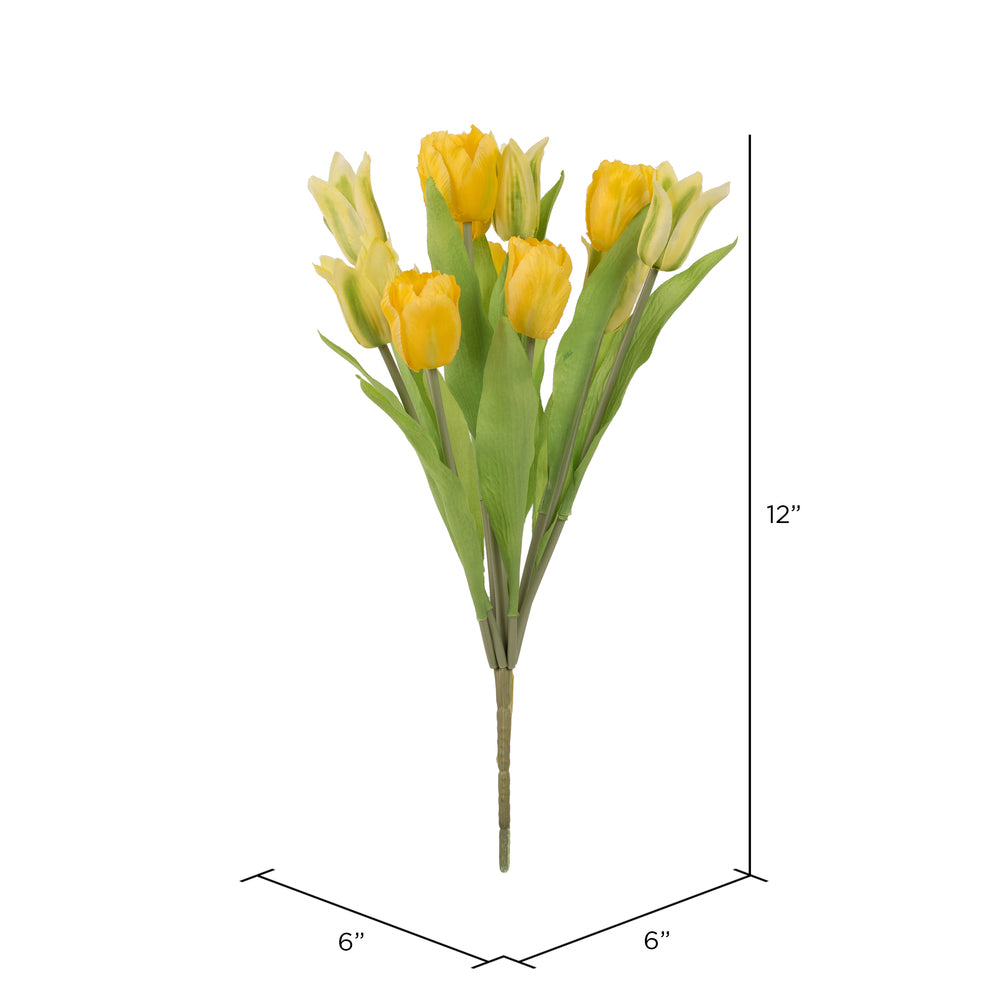 Vickerman 12" Artificial Yellow Tulip Bush.
