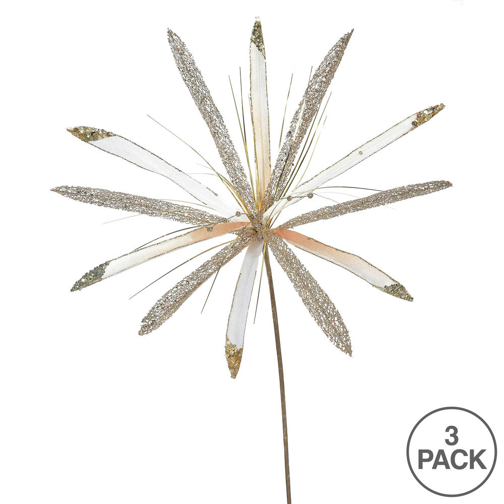 Vickerman 24" Rose Gold Velvet Papyrus Artificial Christmas Pick 3 per Bag