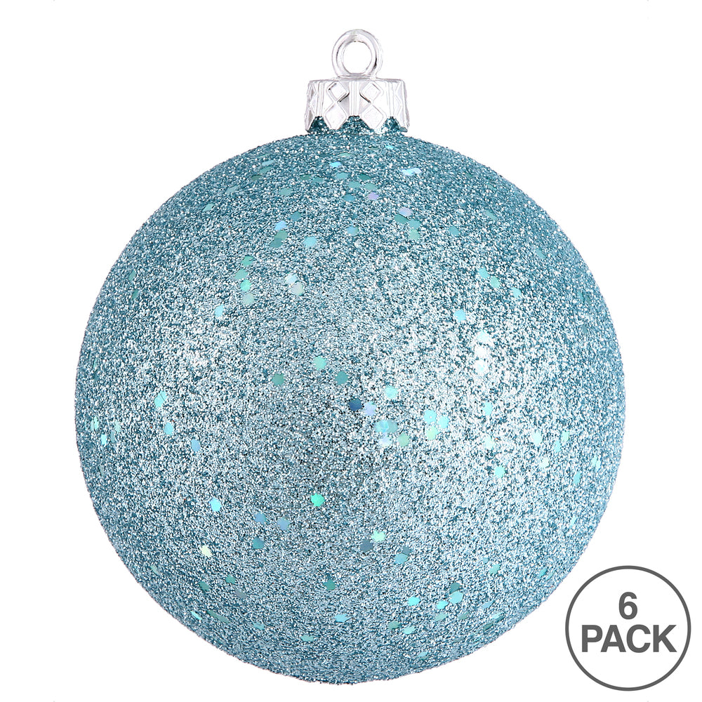 Vickerman 4" Baby Blue Sequin Ball Ornament 6 per Bag