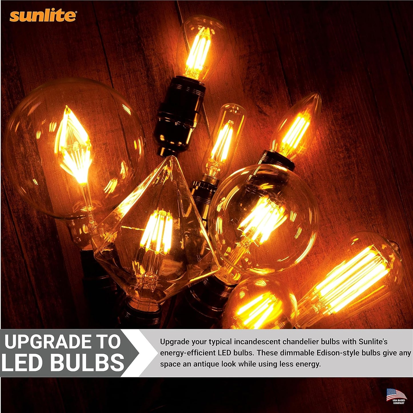 Sunlite LED Filament B11 Torpedo Chandelier Light Bulb, 5.5 Watts (60W Equivalent), 600 Lumens, Medium E26 Base, Dimmable, Edison Style, 90 CRI, UL Listed, 2700K Soft White, 6 Pack