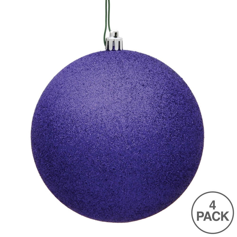 Vickerman 4.75" Purple Glitter Ball Ornament 4 per Bag