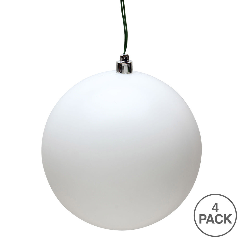 Vickerman 4.75" White Matte Ball Ornament 4 per Bag